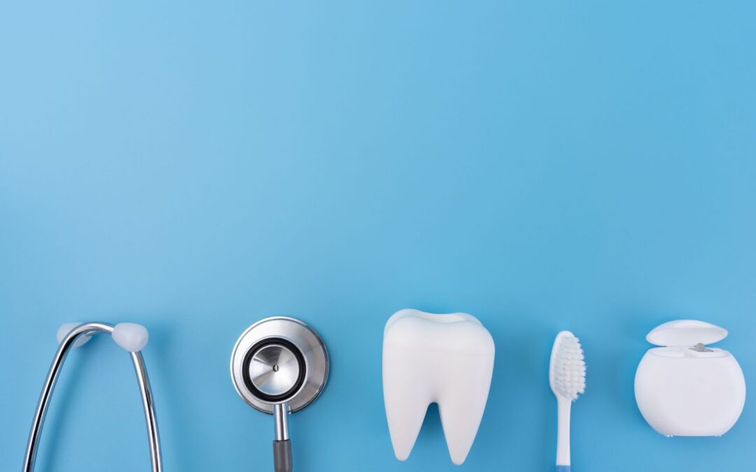 dental tools with blue background